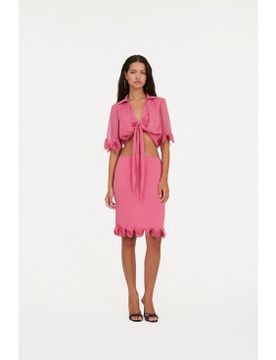 Para mujer. 113743504 Falda de gasa con volantes (34), Casual, Fiesta, Poliéster Reciclado, Sostenible