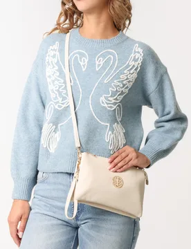 Clutch With Detachable Strap - ONE / CREAM - Blue Vanilla - FashionsVida