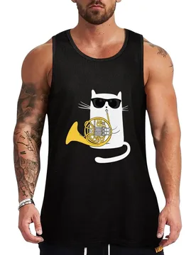 Jazz Cat Playing French Horn Cool Smooth Tank Top Comfort Stretch Tank Top Relaxed Fit Sleeveless - Aliexpress - FashionsVida