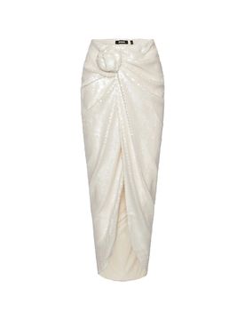 Sequin Midi Skirt with Knot Front (Size 34)