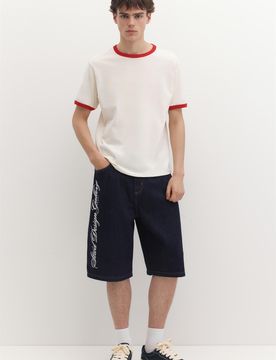 Bermuda Jeans Skater Con Scritta