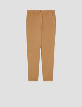 Pantalone in cotone pique donna cammello