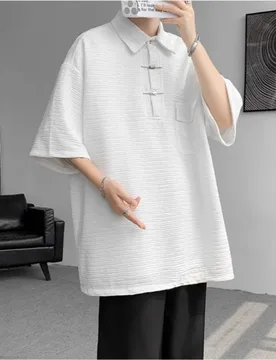 New Men's Chinese Style Button Polo Shirt T-shirt for Men Korean Summer Fashion Harajuku Oversized Casual Loose T-shirt - Aliexpress - FashionsVida