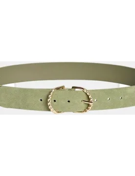 Cinturón de piel con hebilla dorada de mujer - Pieces - FashionsVida