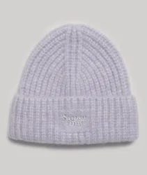 Superdry Damen Gerippte Strickmütze Lila - Größe: One Größe