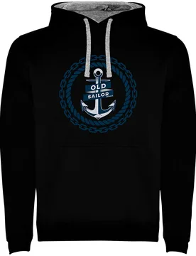 Old Sailor Two-colour Hoodie Black / Grey XL Men,Women - Kruskis - FashionsVida