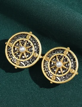 Vintage Jewelry For Woman Compass Earrings Stud Antique Gold Plated Round Retro Luxury Designers Brand Party Accessories 2026 - Aliexpress - FashionsVida