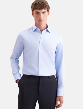 Shaped Business Hemd Uni Blau 45