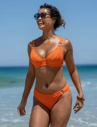 Algarve Non Padded Underwired Textured Bikini Top Orange female