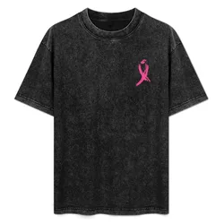 Breast Cancer Awareness Ribbon T-Shirt Basic Solid Tee for Daily Use