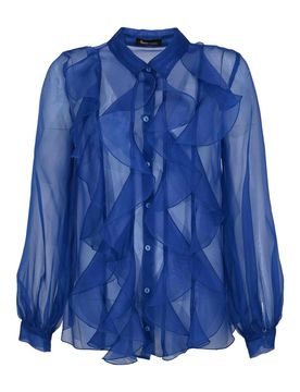 Camicia In Organza Di Seta Con Rouches
