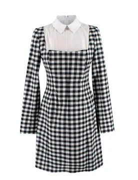 Black Gingham Stretch Cotton Dress - Lela rose - FashionsVida