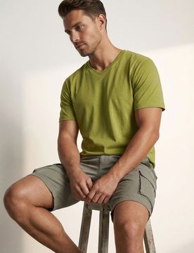 T-shirt basic in cotone - verde-giallo