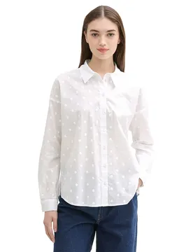 Chemisier à Manches Longues Dot Structure White M