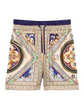 Shorts in seta con stampa grafica all-over