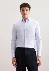 Regular Business Hemd Karo Blau 48