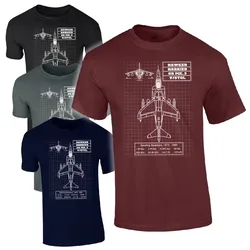 Military Aircraft Royal Air Force Design Blueprint Men's Summer Cotton O-Collar Short-sleeved T-shirt