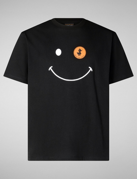 T-shirt con sorriso uomo nero