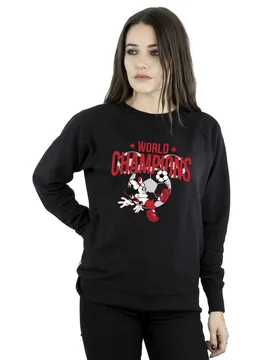 Women's Minnie Mouse World Champions Sweatshirt in Black Size: Medium - Black - Size: M - Disney - FashionsVida