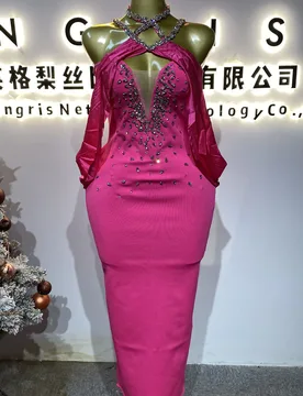 Ladies' backless mermaid gown, luxurious rhinestone party dress, elegant evening gown.-GZXX321 - Aliexpress - FashionsVida