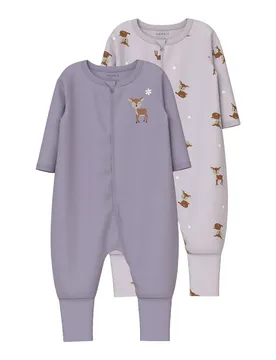 Pigiama A Maniche Lunghe Deer 2 Unità Lilac Marble / Lavender Gray 2 Mesi