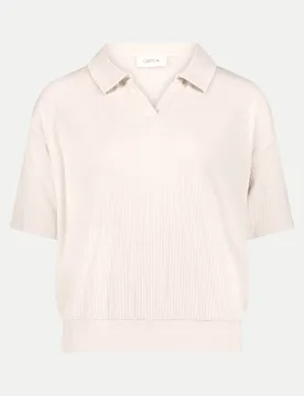 Poloshirt mit Rippenstruktur Beige 38 - Cartoon - FashionsVida