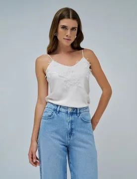 Top de mujer satinado con encaje - Salsa Jeans - FashionsVida