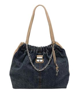 Denim tote Cristina in pelle scamosciata