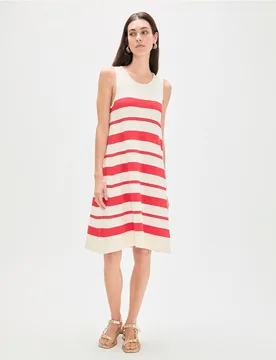 Vestido corto evasé raya irregular - Lola Casademunt - FashionsVida
