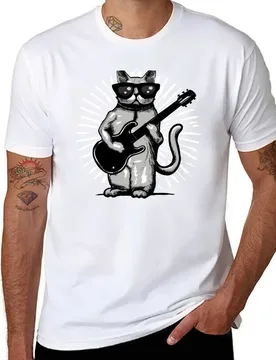 Drawing Of A Cool Rock And Roll Cat Playing electric Guitar T-Shirt man t shirts graphic man t shirts for men T-Shirt - Aliexpress - FashionsVida