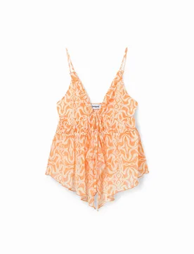 T-shirt bretelles volants ORANGE S female - Desigual - FashionsVida