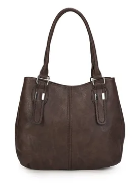 Women's Carryall PU Leather Shoulder Handbag in Chocolate - Chocolate - Size: One Size - Fontanella Fashion - FashionsVida
