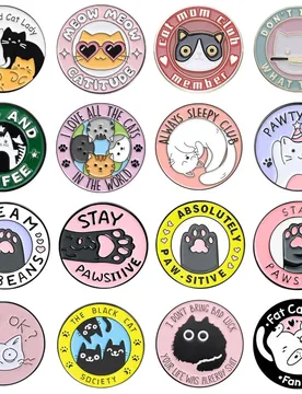 Cartoon Round Cat Enamel Pins Cute Kitty Animal Series Brooches Lapel Backpack Badge Fashion Best Jewelry Gifts For Friends - Aliexpress - FashionsVida