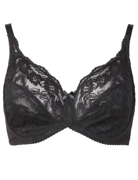 Women's Stretch Lace Non-Padded Underwired Bra in Black Size: 42G - Black - Size: 42G - Yours - FashionsVida