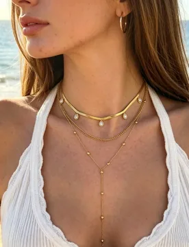 Stainless Steel Layer Stack Necklace Set for Women Clear Zircon Snake Choker Beaded Y Lariat Long Drop Chain Minimalist Jewelry - Aliexpress - FashionsVida