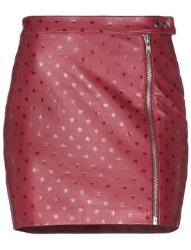 Red Star Embossed Goatskin Mini Skirt - Zoe Karssen - FashionsVida