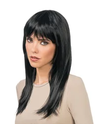 Lange schwarze Luxus-Perücke frisierbar für Damen - female