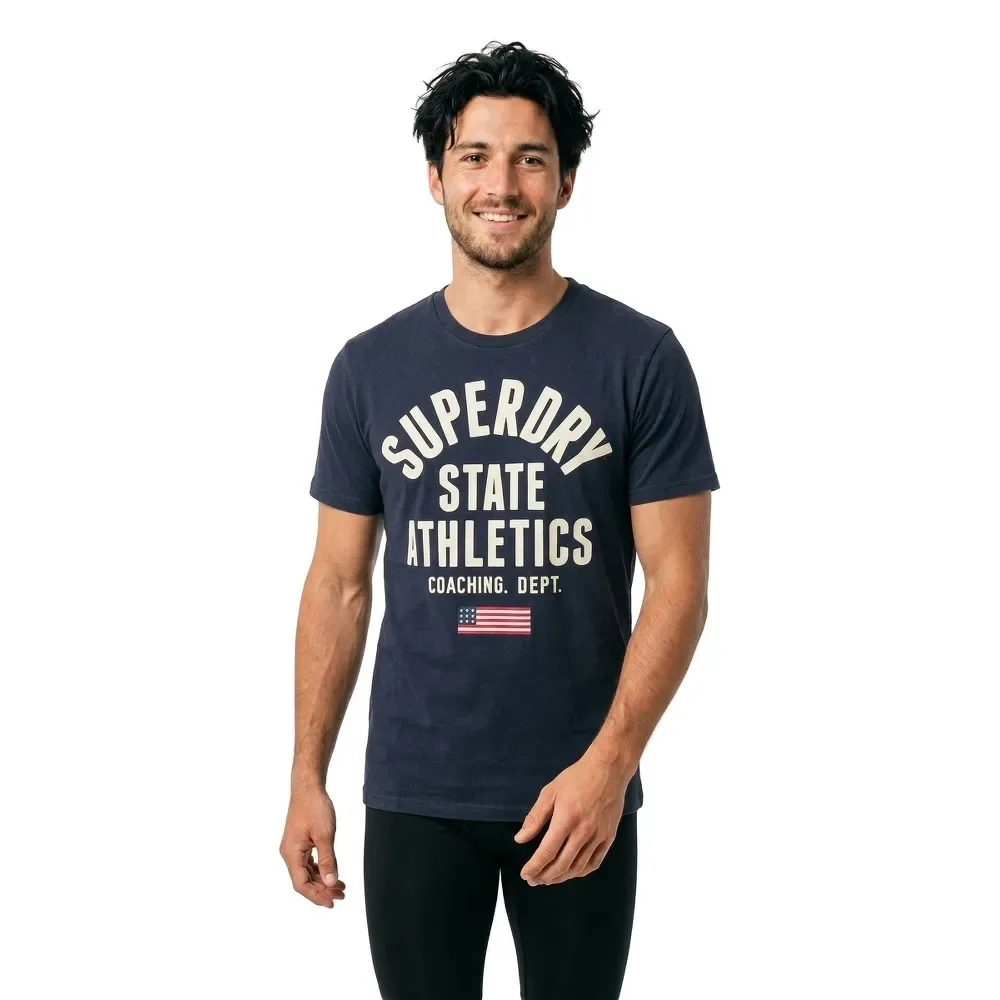 Maglietta A Maniche Corte Athletic Ess Bradley Navy S - Superdry - FashionsVida