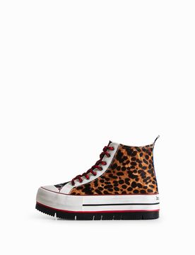 Sneakers altas plataforma print animal, Mujer, 36