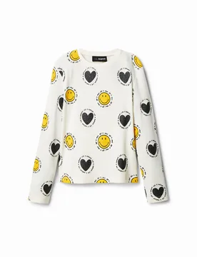 T-shirt Smiley® cœurs WHITE 13/14 female - Desigual - FashionsVida