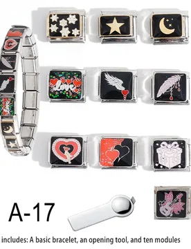 Pcs Fashion Black Color Heart Star Moon Set Italian Charm Link 9mm Stainless Steel Bracelet Woman Men DIY Making Jewelry Pack - Aliexpress - FashionsVida