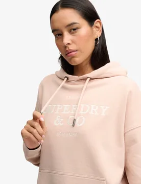 Superdry Damen Luxe Casual Hoodie mit Stickerei in Lockerer Passform Pink - Größe: 34 - 79.99 - FashionsVida