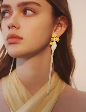 White niche design pure handmade flowers series iris long tassel earrings, elegant and fashionable jewelry - Aliexpress - FashionsVida