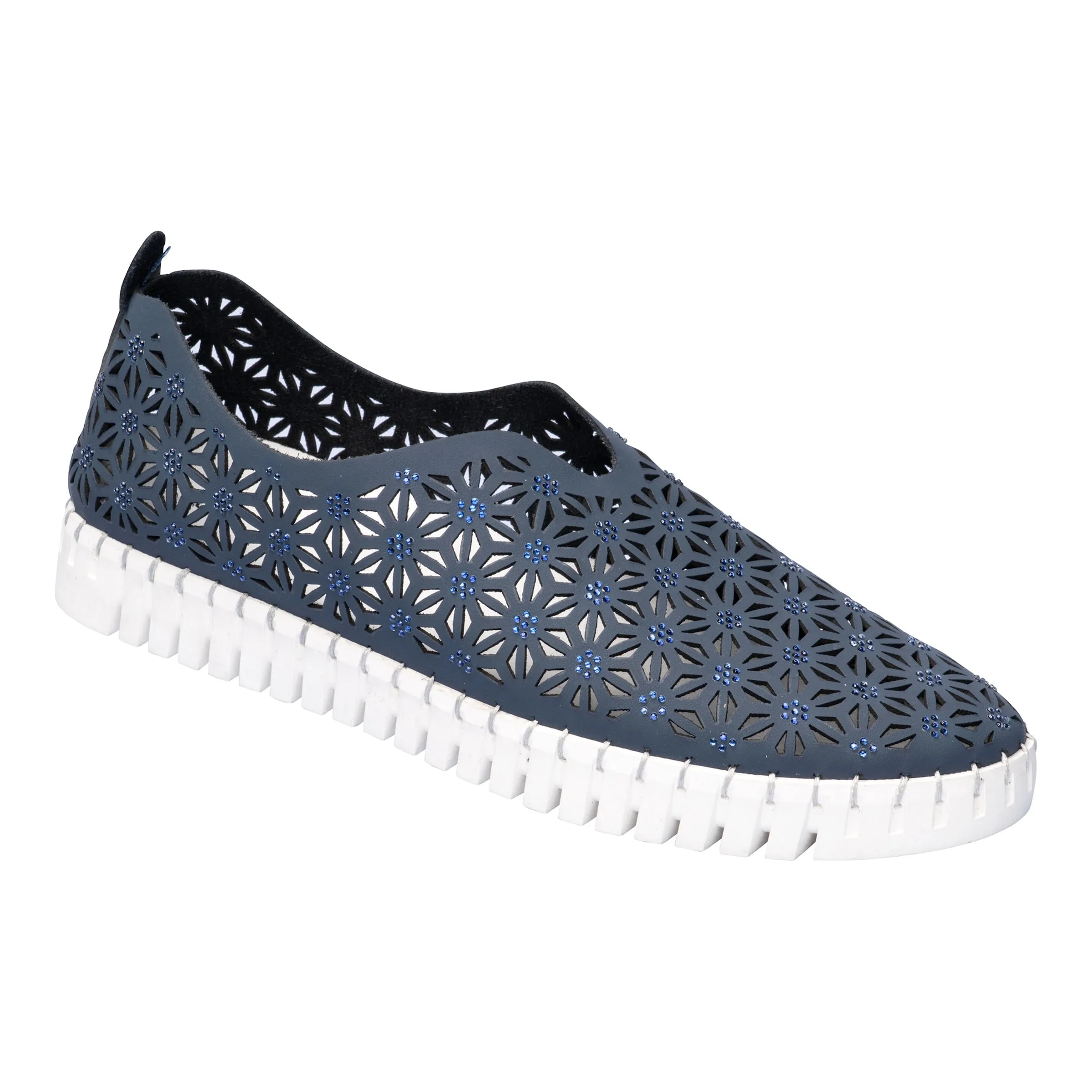 Leder-Mokassin „Glitzerstein“ blau 38 Damen - wonderwalk - FashionsVida
