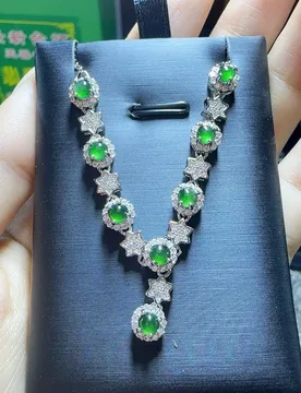 Natural A jadeite ice yang green egg noodle set chain necklace - Aliexpress - FashionsVida