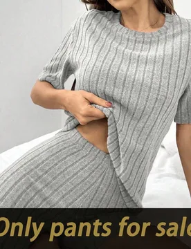 Pantalones cortos de estar en casa ajustados de unicolor acanalado para mujer - Shein - FashionsVida