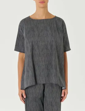 Blusa boxy sale e pepe in popeline di cotone stretch con maniche corte - Jurerê - FashionsVida