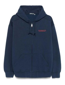 Felpa con cappuccio e zip in cotone con logo