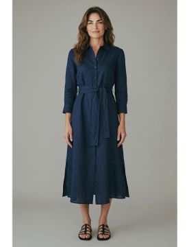 Para mujer. 2611221243200 Vestido Pbbtuono (44), Azul, Casual, Lino, Manga larga