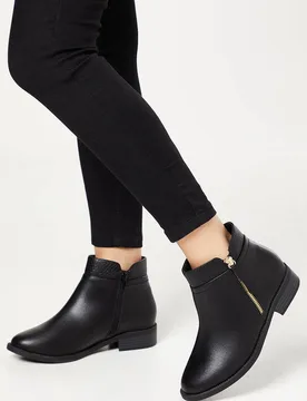 Women's Good For The Sole: Extra Wide Fit Mira Material Mix Zip Flat Ankle Boots in Black Size: 5 - Black - Size: 5 - Dorothy perkins - FashionsVida